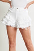 Fringe Denim Shorts White L Shorts by Vibrant M.i.U | Fleurcouture