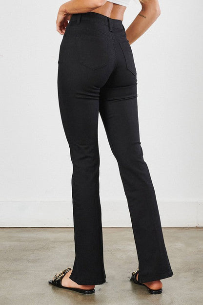 Front Slit Slim Bootcut Black by Vibrant M.i.U | Fleurcouture