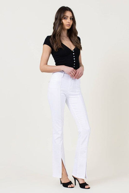 Front Slit Slim Bootcut White by Vibrant M.i.U | Fleurcouture