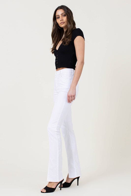 Front Slit Slim Bootcut White by Vibrant M.i.U | Fleurcouture