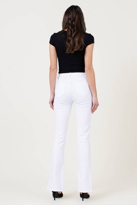 Front Slit Slim Bootcut White by Vibrant M.i.U | Fleurcouture