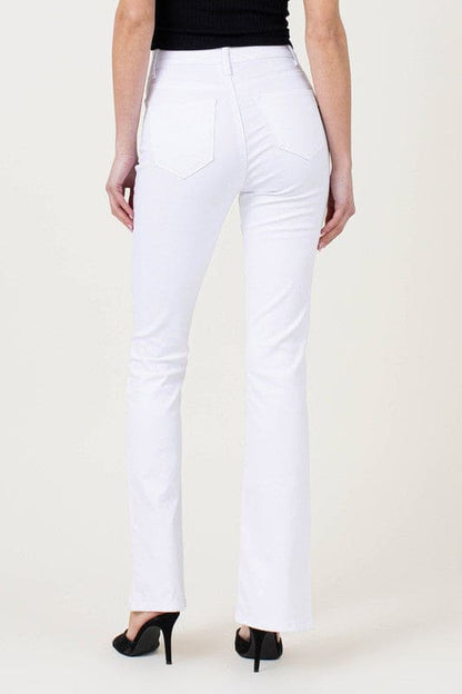 Front Slit Slim Bootcut White by Vibrant M.i.U | Fleurcouture