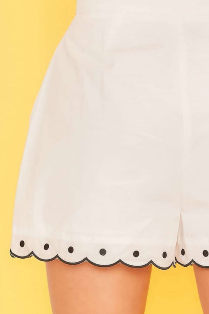 Front Zipper Bottom Scallop Edge Shorts by Fleurcouture | Fleurcouture
