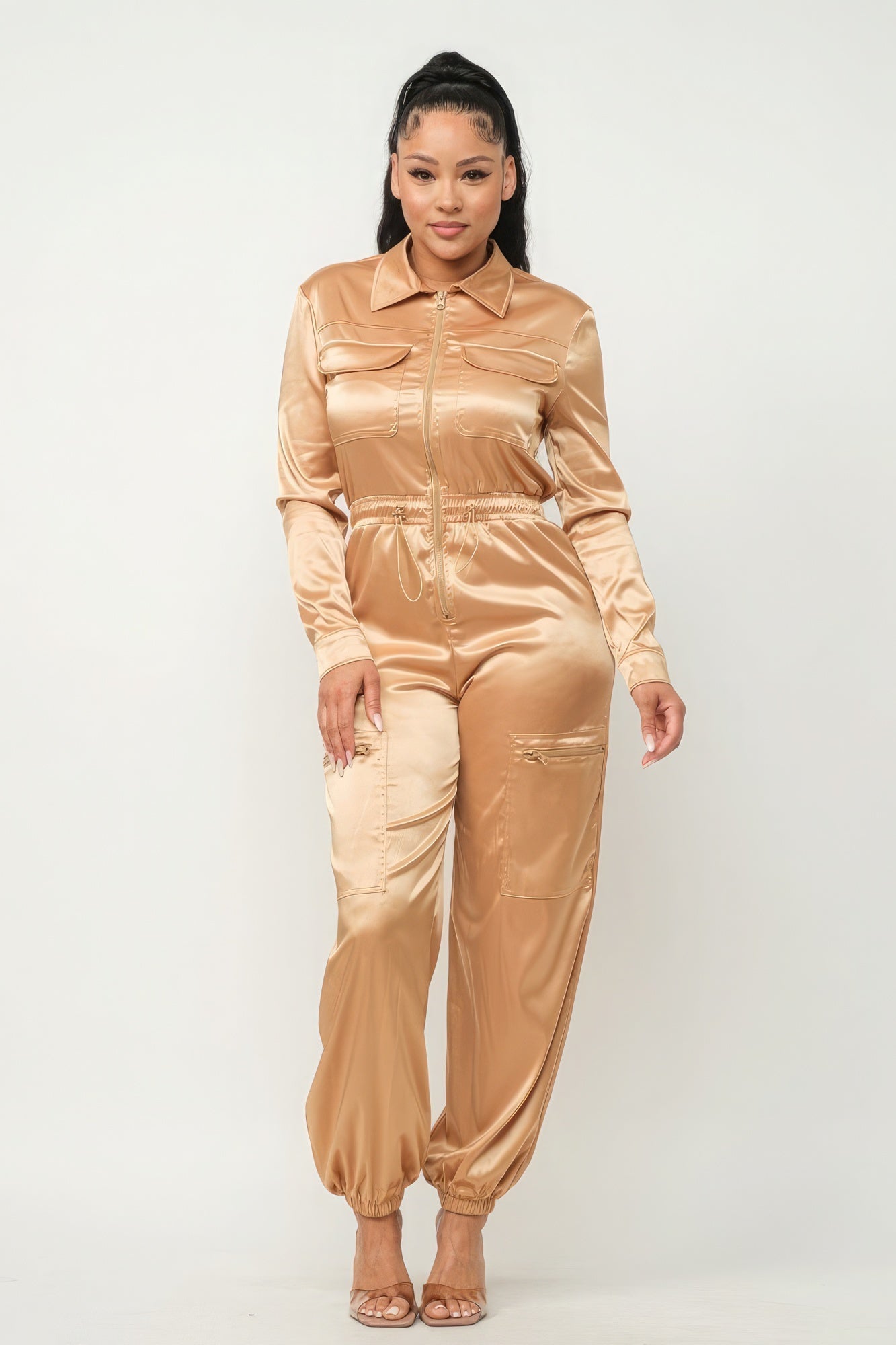 Front Zipper Pockets Top And Pants Jumpsuit Jumpsuits by Fleurcouture | Fleurcouture