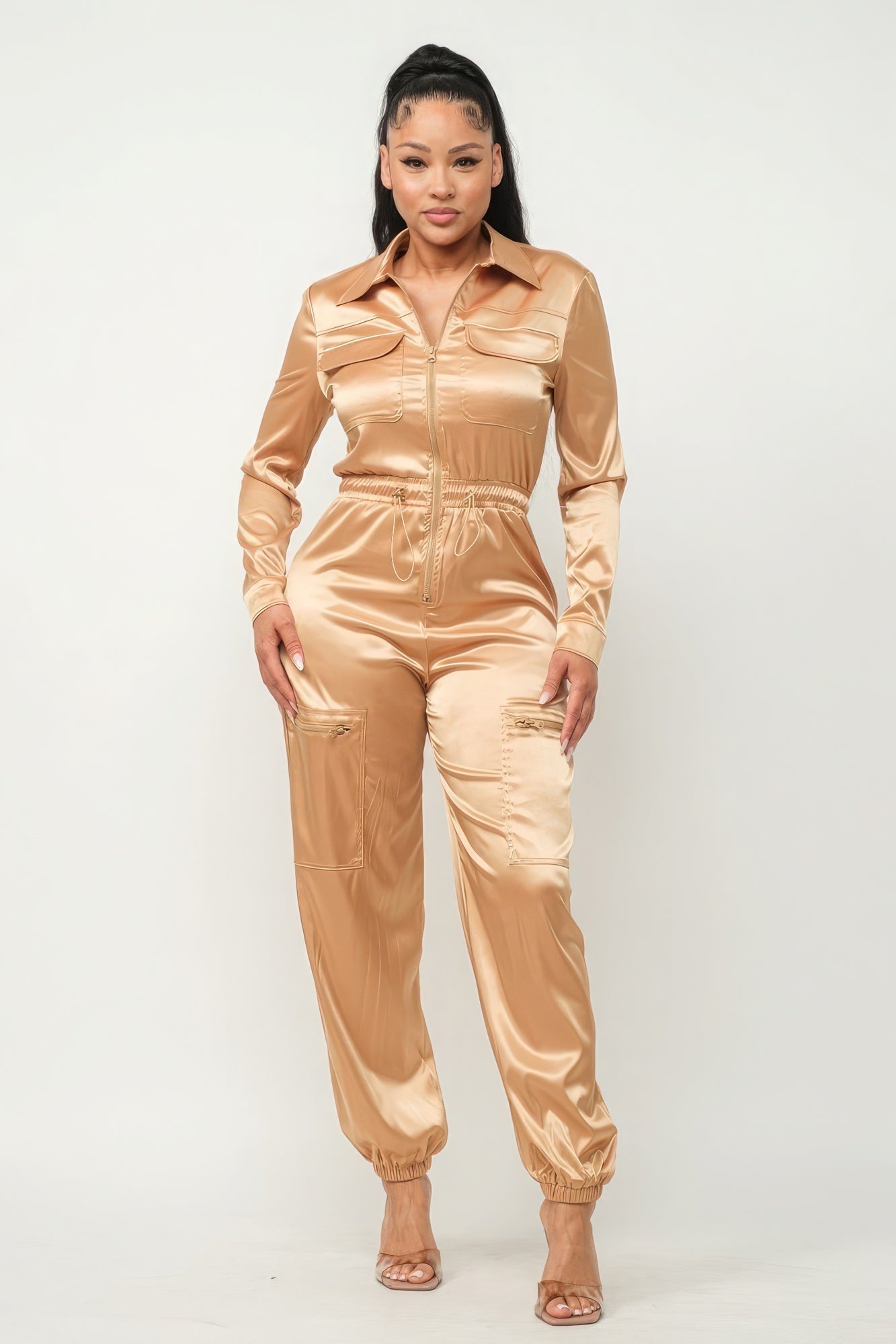 Front Zipper Pockets Top And Pants Jumpsuit Jumpsuits by Fleurcouture | Fleurcouture