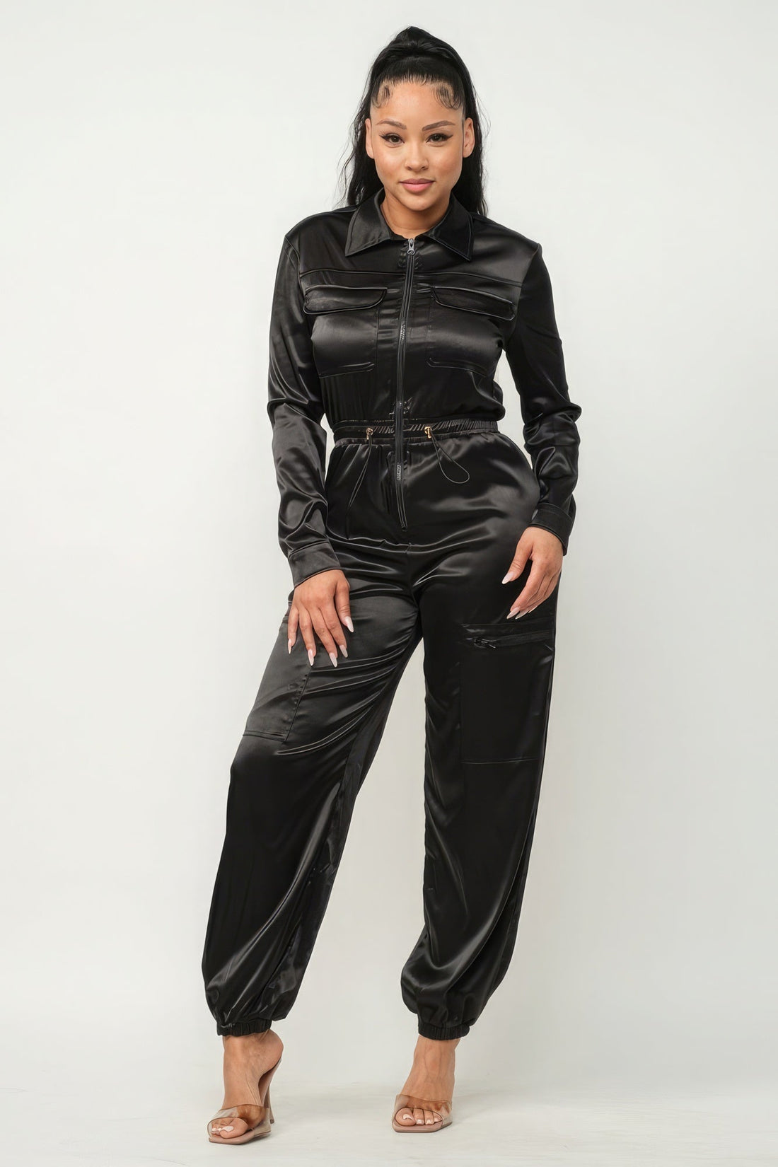 Front Zipper Pockets Top And Pants Jumpsuit Jumpsuits by Fleurcouture | Fleurcouture