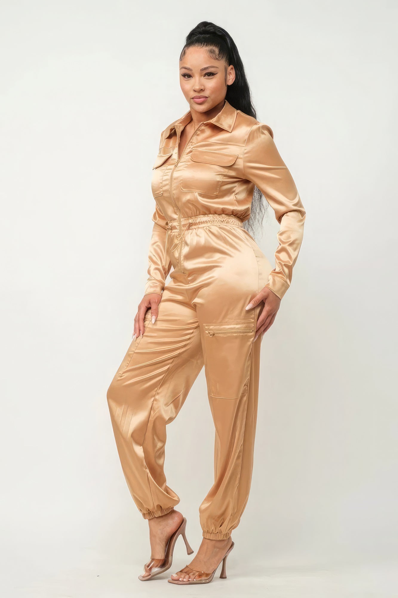 Front Zipper Pockets Top And Pants Jumpsuit Jumpsuits by Fleurcouture | Fleurcouture