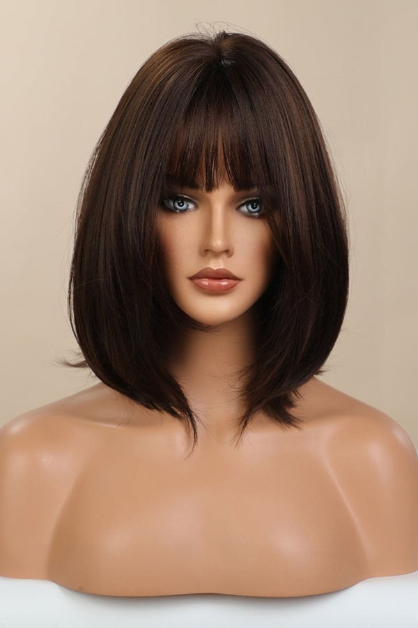 Full-Machine Bobo Synthetic Wigs 9'' Black/Brown One Size wigs by Trendsi | Fleurcouture