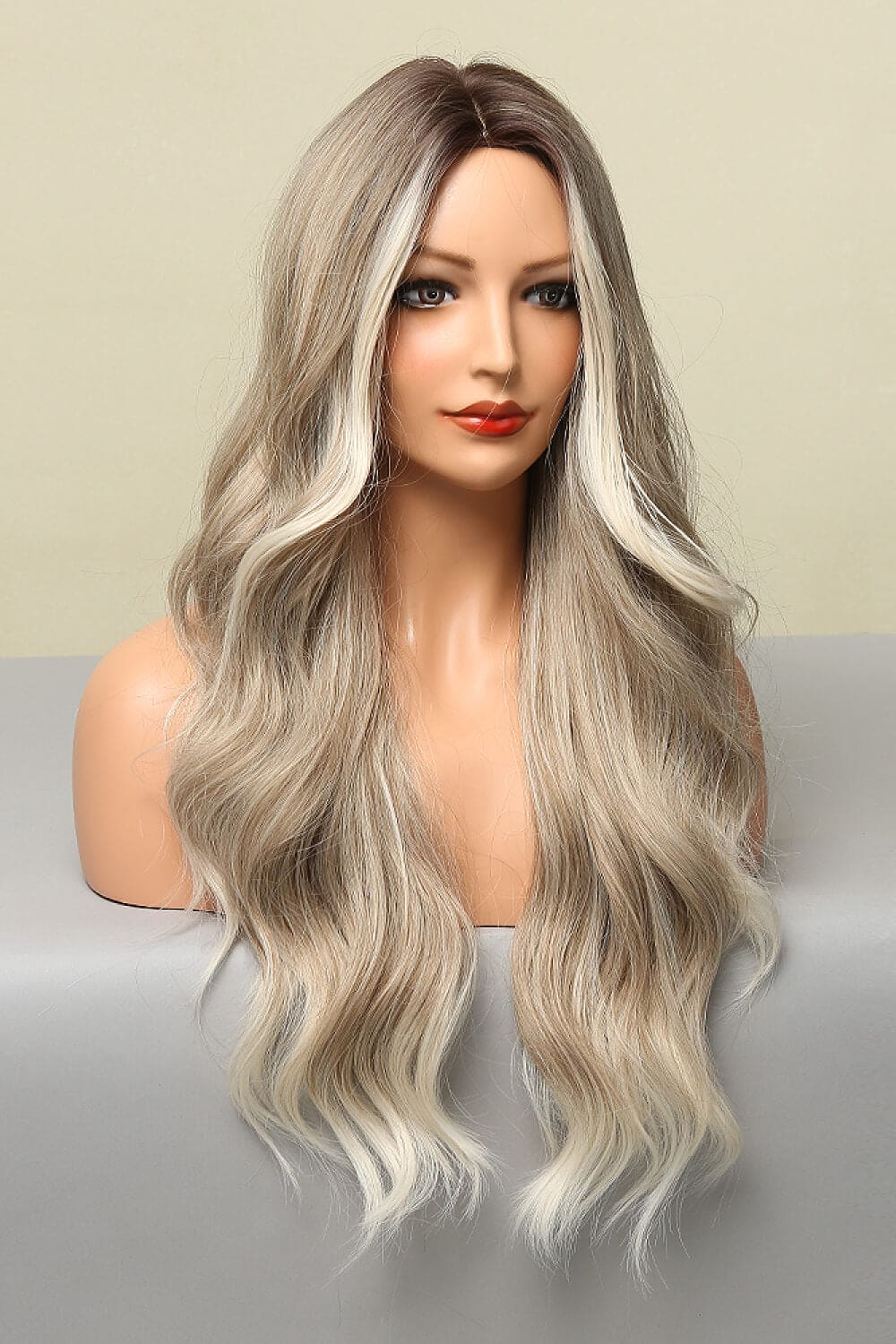 Full Machine Made Long Wave Wigs 26'' Light Brown/Blonde Balayage One Size wigs by Trendsi | Fleurcouture