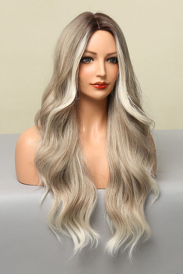 Full Machine Made Long Wave Wigs 26'' Light Brown/Blonde Balayage One Size wigs by Trendsi | Fleurcouture