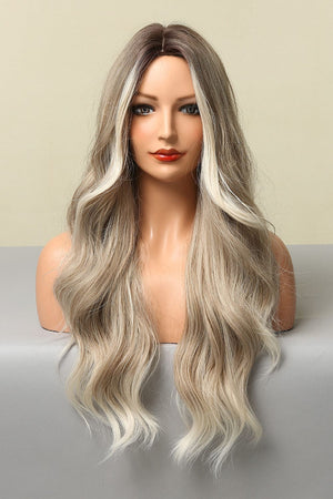 Full Machine Made Long Wave Wigs 26'' Light Brown/Blonde Balayage One Size wigs by Trendsi | Fleurcouture
