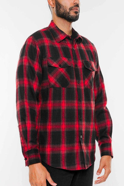 FULL PLAID CHECKERED FLANNEL LONG SLEEVE by WEIV | Fleurcouture