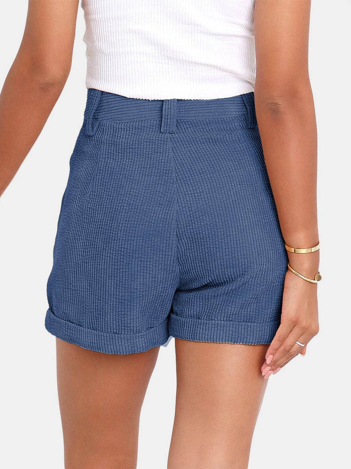 Full Size High Waist Shorts with Pockets Shorts by Trendsi | Fleurcouture