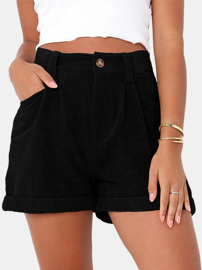 Full Size High Waist Shorts with Pockets Shorts by Trendsi | Fleurcouture