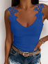 Full Size Lace Detail Scoop Neck Tank Royal Blue S Women&