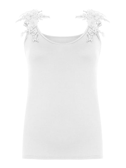 Full Size Lace Detail Scoop Neck Tank Women&