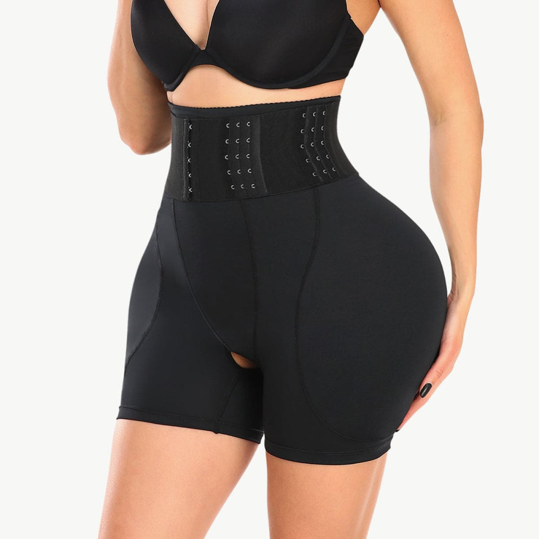 Full Size Removable Pad Shaping Shorts Black S by Trendsi | Fleurcouture