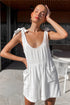 Full Size Scoop Neck Tie Shoulder Romper White S Rompers by Trendsi | Fleurcouture