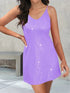 Full Size Sequin V-Neck Mini Cami Dress Blue Purple S Women&