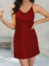 Full Size Sequin V-Neck Mini Cami Dress Burgundy S Women&