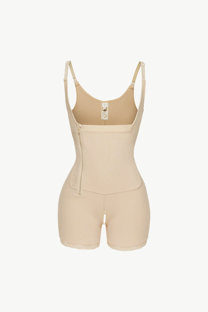 Full Size Side Zipper Under-Bust Shaping Bodysuit Apricot S Shpewear by Trendsi | Fleurcouture