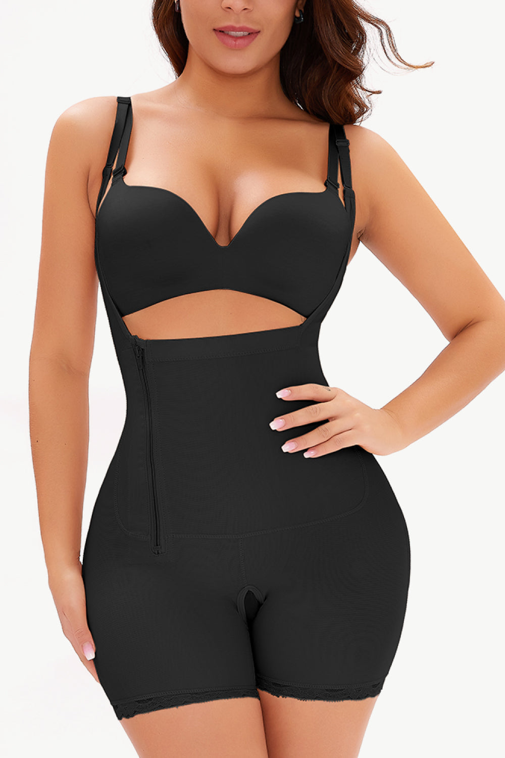 Full Size Side Zipper Under-Bust Shaping Bodysuit Shpewear by Trendsi | Fleurcouture