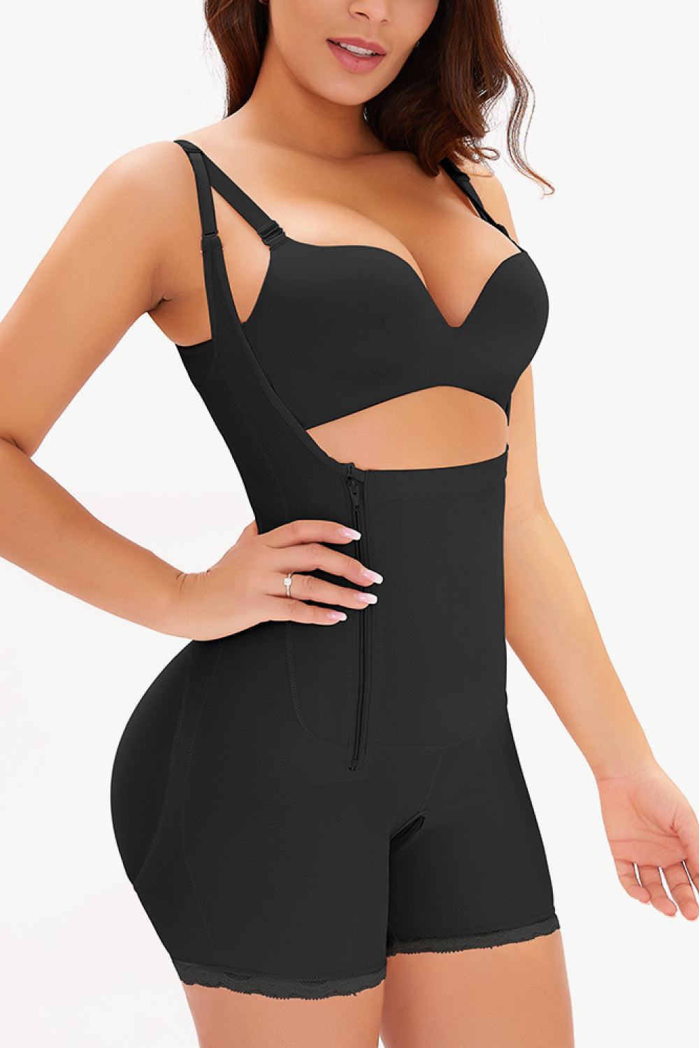 Full Size Side Zipper Under-Bust Shaping Bodysuit Shpewear by Trendsi | Fleurcouture