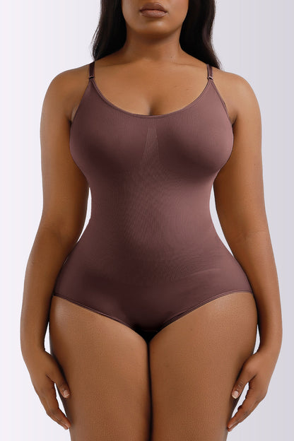 Full Size Spaghetti Strap Shaping Bodysuit Coffee Brown S Shpewear by Trendsi | Fleurcouture