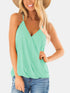 Full Size Surplice Spaghetti Strap Top Green S Women&