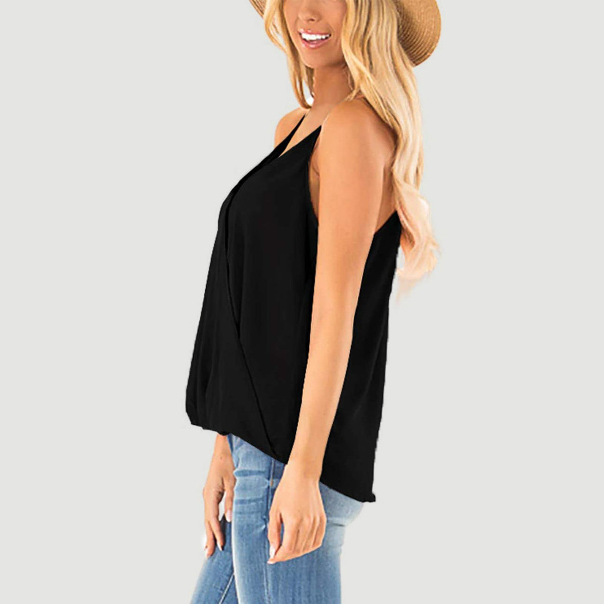 Full Size Surplice Spaghetti Strap Top Women&