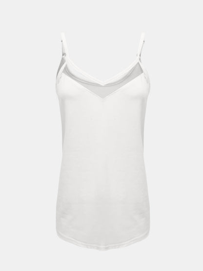 Full Size V-Neck Spaghetti Strap Cami White S Women&