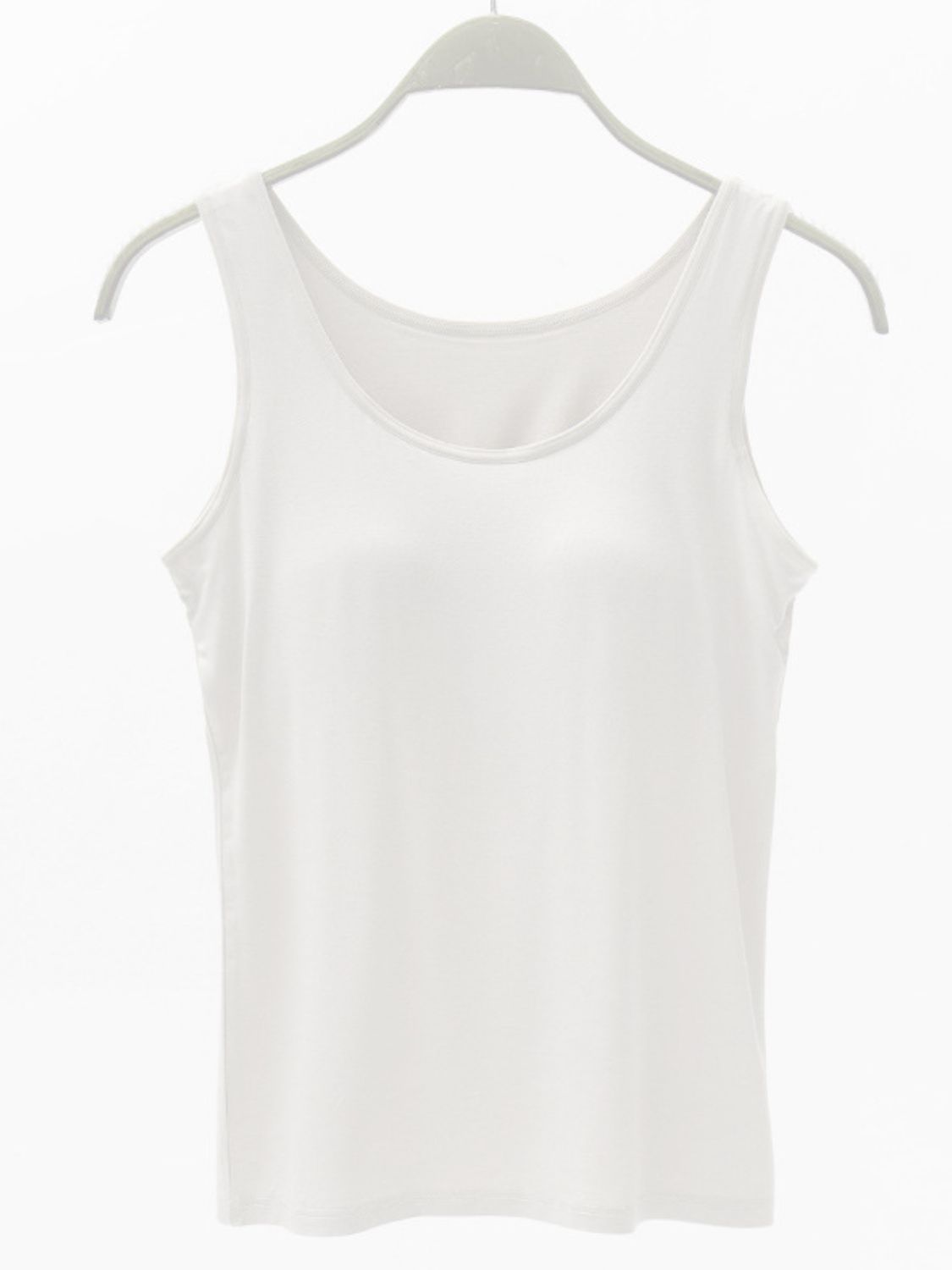 Full Size Wide Strap Modal Tank with Bra White S Women&