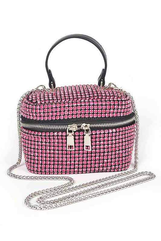 Full Stone Small Vanity Iconic Swing Bag Fuchsia O/S by Artini Accessories | Fleurcouture