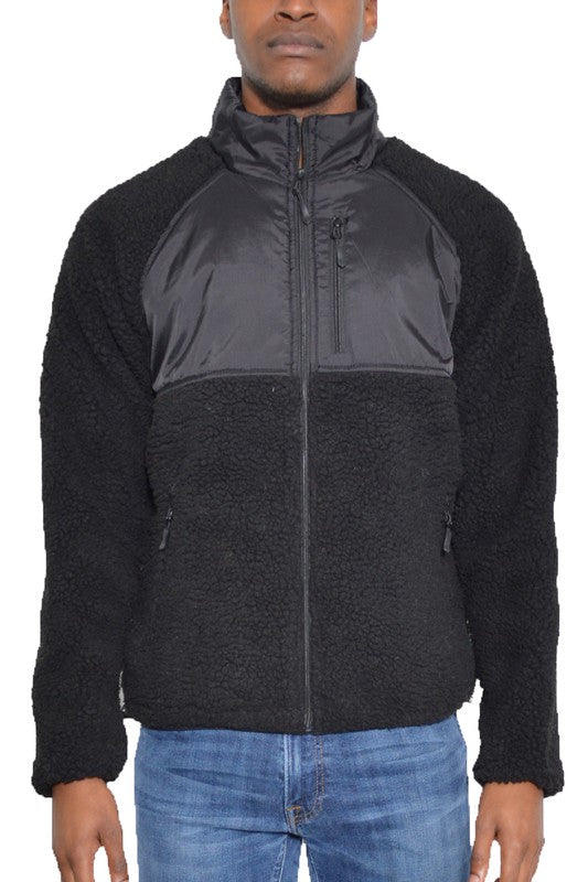 FULL ZIP SHERPA FLEECE JACKET BLACK S Men&