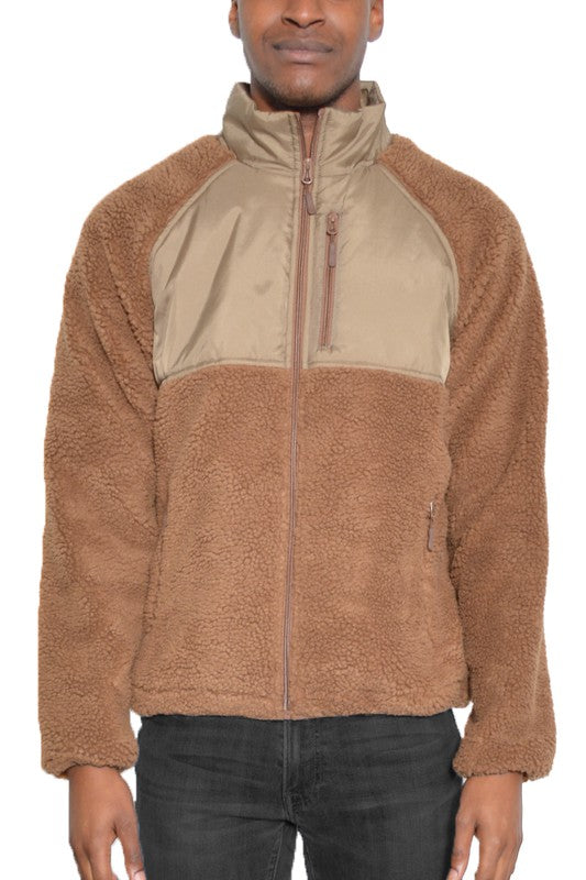 FULL ZIP SHERPA FLEECE JACKET Camel S Men&