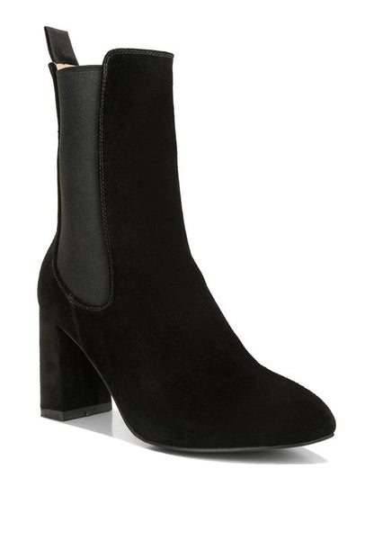 Gaven Suede High Ankle Chelsea Boots Black 5 by Rag Company | Fleurcouture