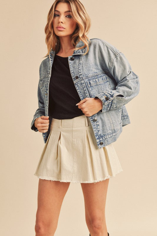 Gayla Denim Jacket DENIM S by Aemi + Co | Fleurcouture