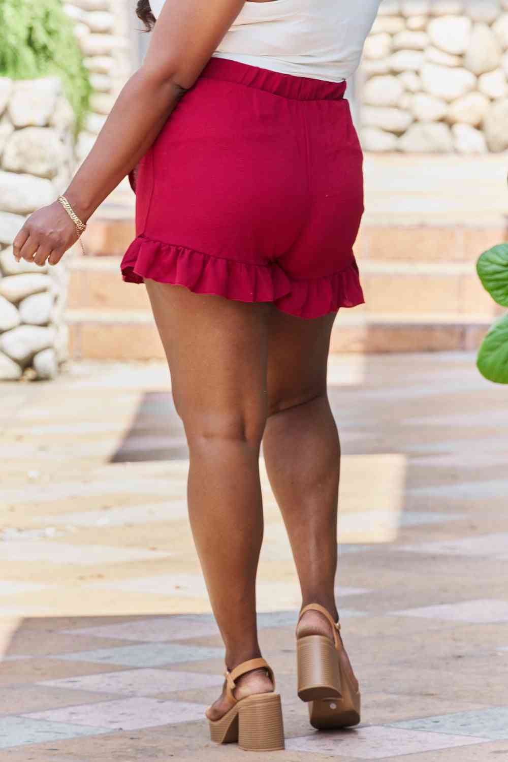 GeeGee Remember Me Plus Size Ruffled Hem Skort Deep Red Plus Size/Plus Size Bottoms by Trendsi | Fleurcouture