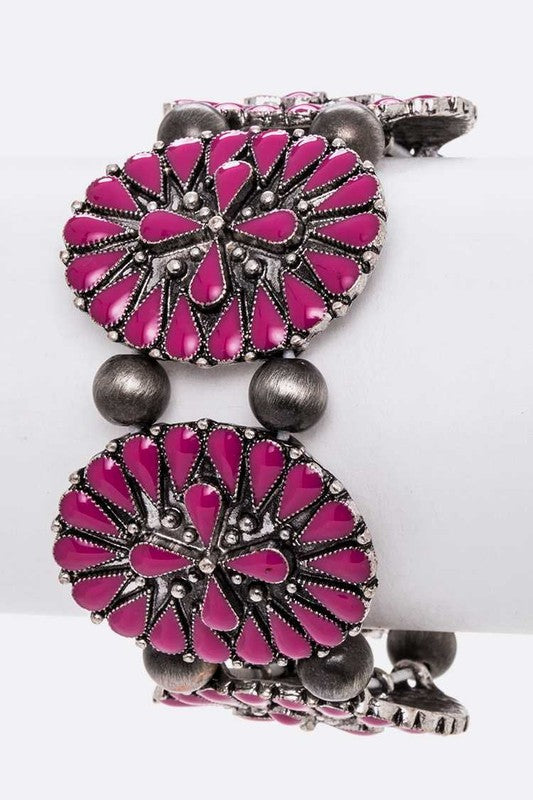 Genuine Stone Western Iconic Bracelet Fuchsia O/S by LA Jewelry Plaza | Fleurcouture