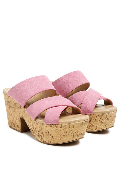 GERD BLOCK HEELED SUEDE SLIP-ON SANDAL Pink 7 by Rag Company | Fleurcouture