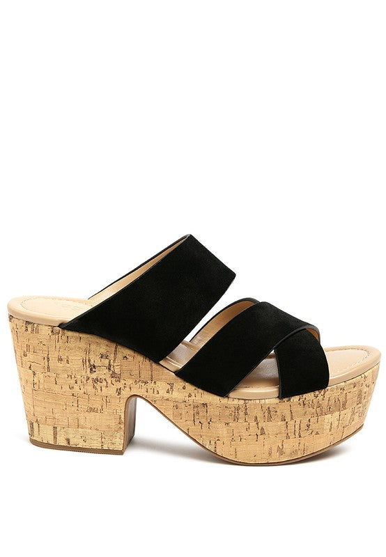 GERD BLOCK HEELED SUEDE SLIP-ON SANDAL by Rag Company | Fleurcouture