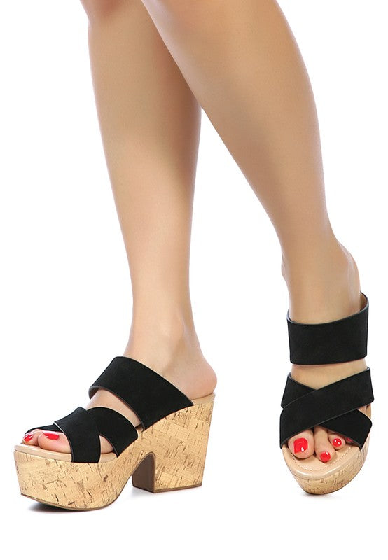 GERD BLOCK HEELED SUEDE SLIP-ON SANDAL by Rag Company | Fleurcouture