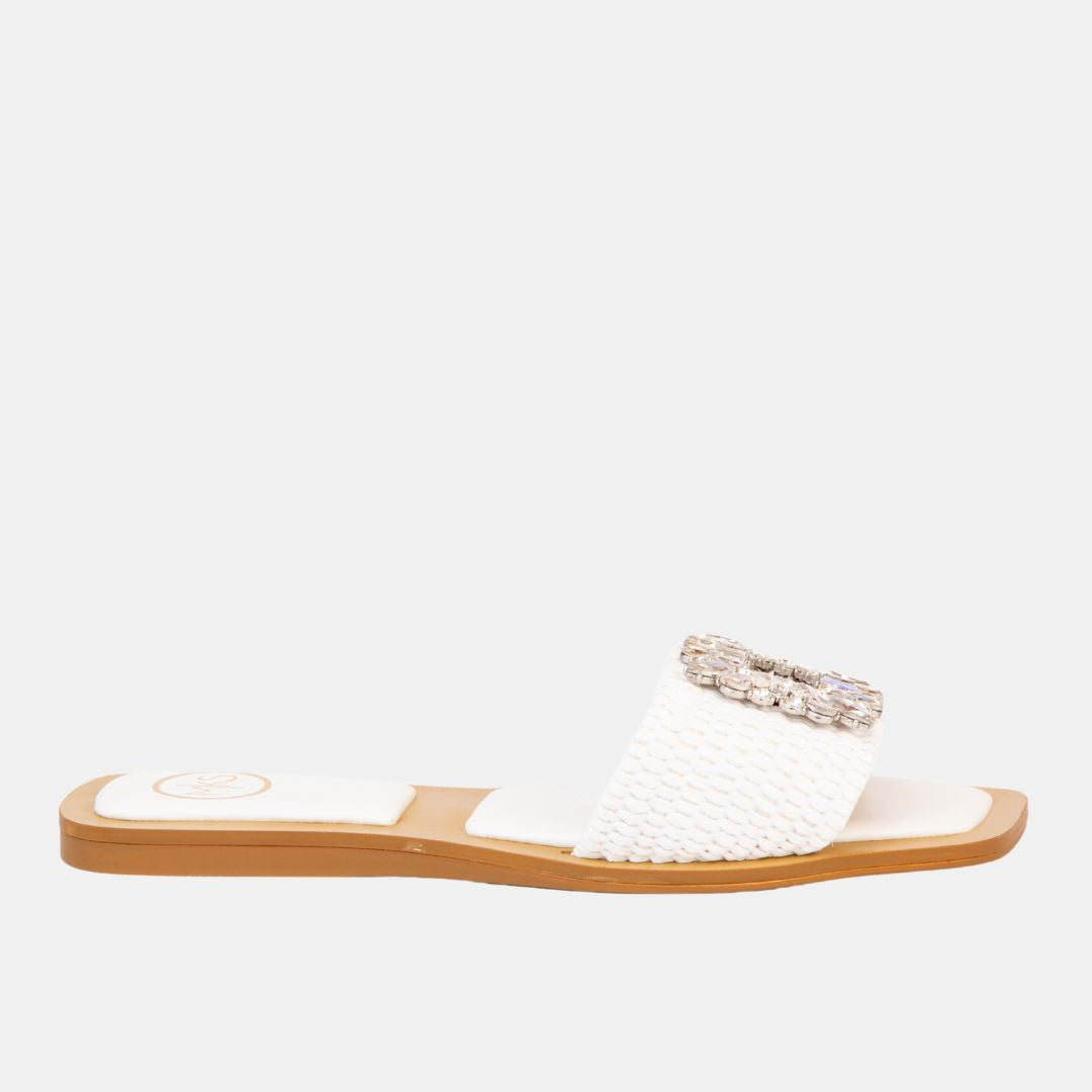 Gia 3 White Raffia 5 FLATS by MODAPASSO | Fleurcouture