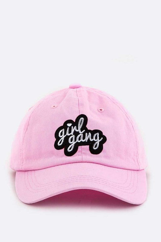 Girl Gang Embroidery Cotton Cap O/S by Artini Accessories | Fleurcouture