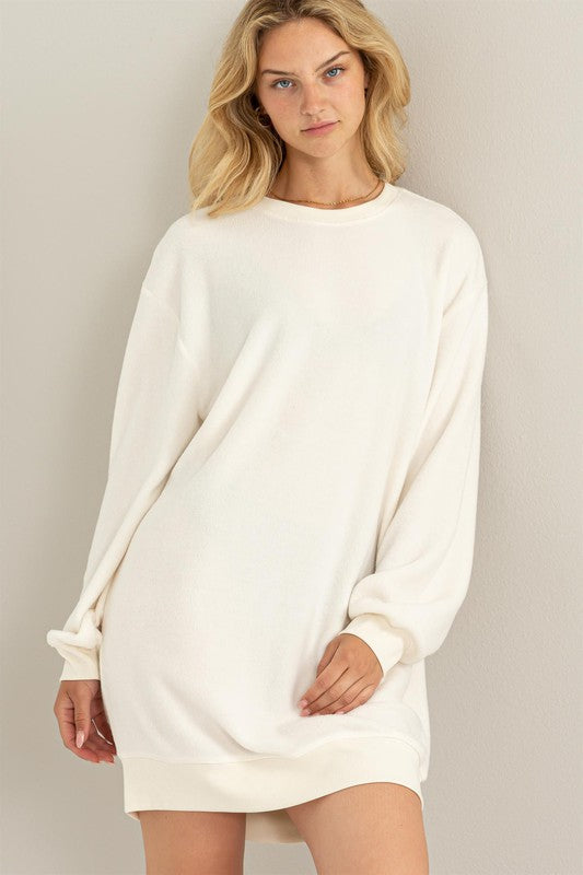 Girlfriend Sweatshirt Mini Dress CREAM S by HYFVE | Fleurcouture