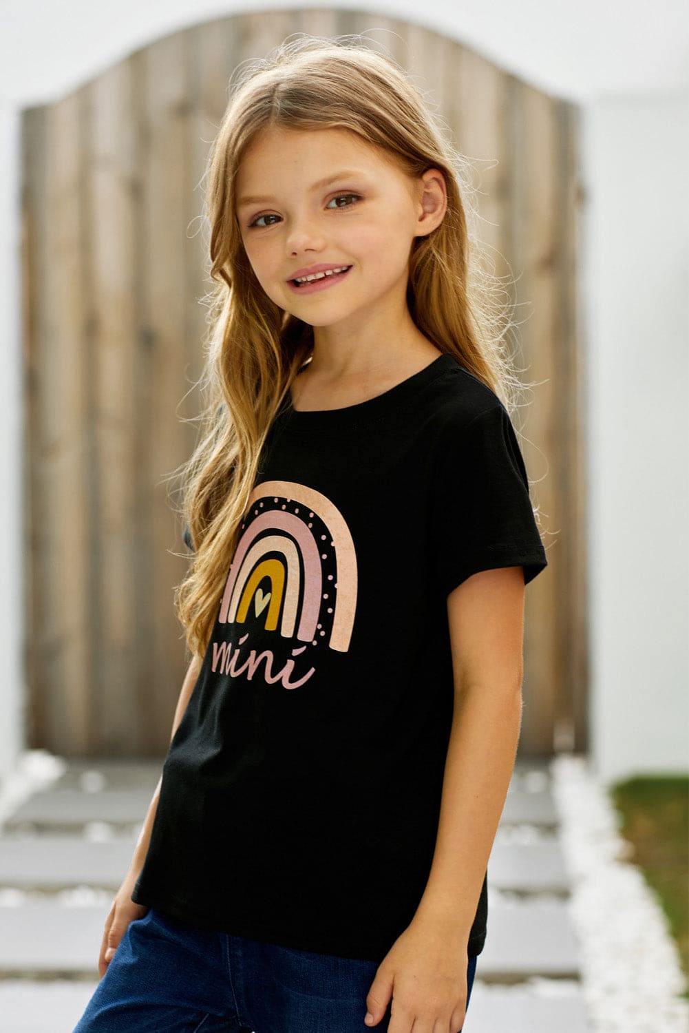 Girls Graphic Round Neck Tee Shirt by Trendsi | Fleurcouture