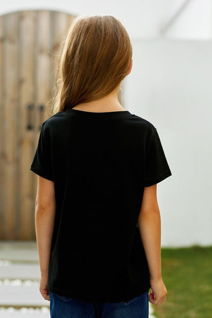 Girls Graphic Round Neck Tee Shirt by Trendsi | Fleurcouture