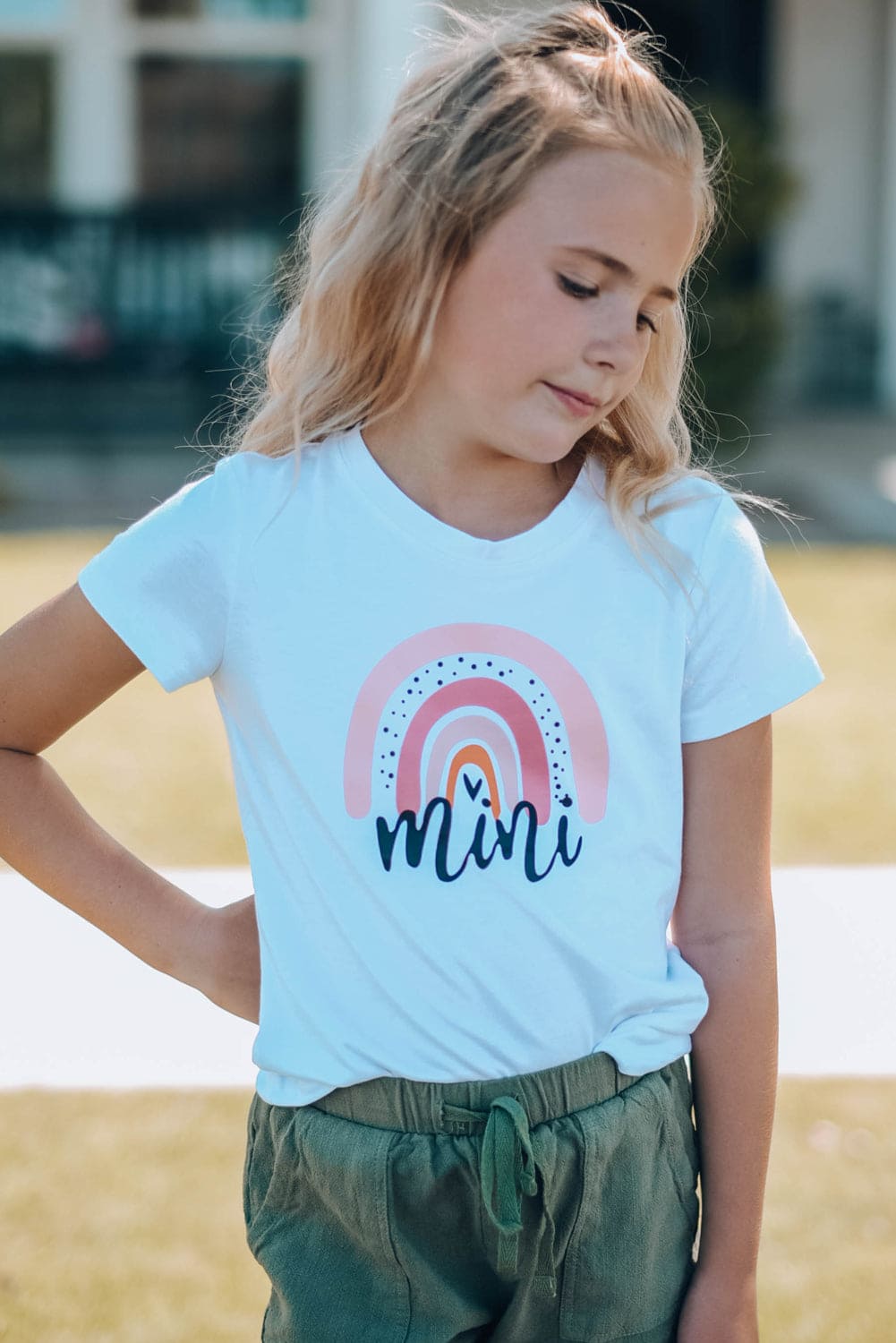 Girls Graphic Round Neck Tee Shirt by Trendsi | Fleurcouture