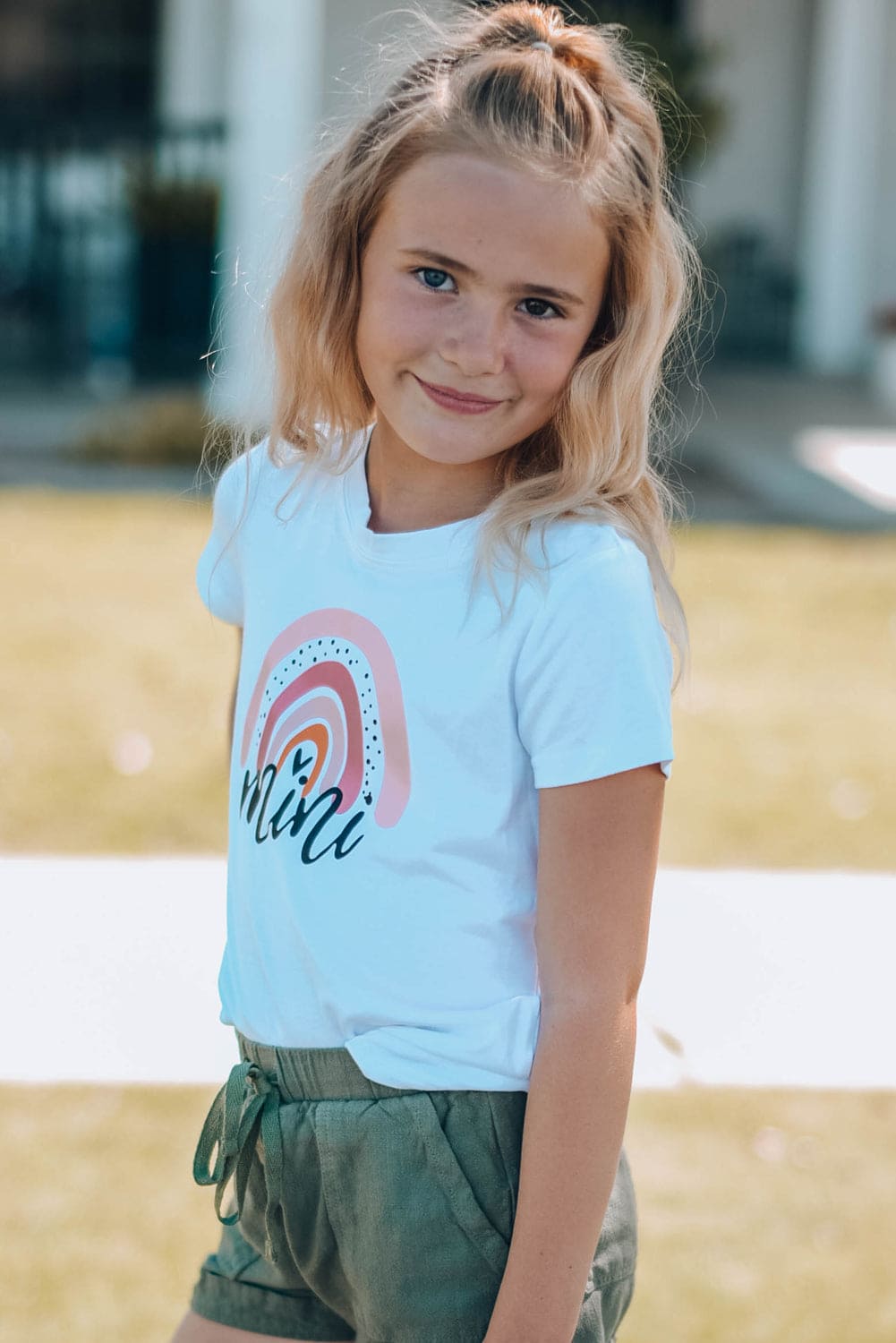 Girls Graphic Round Neck Tee Shirt by Trendsi | Fleurcouture