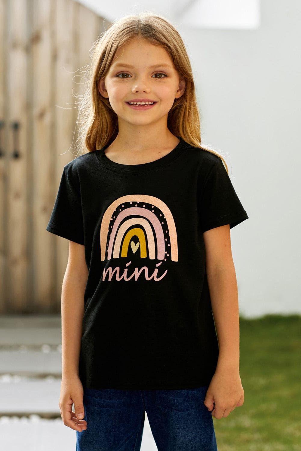 Girls Graphic Round Neck Tee Shirt by Trendsi | Fleurcouture